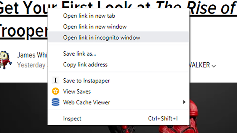 Extra link options on Chrome for Windows.